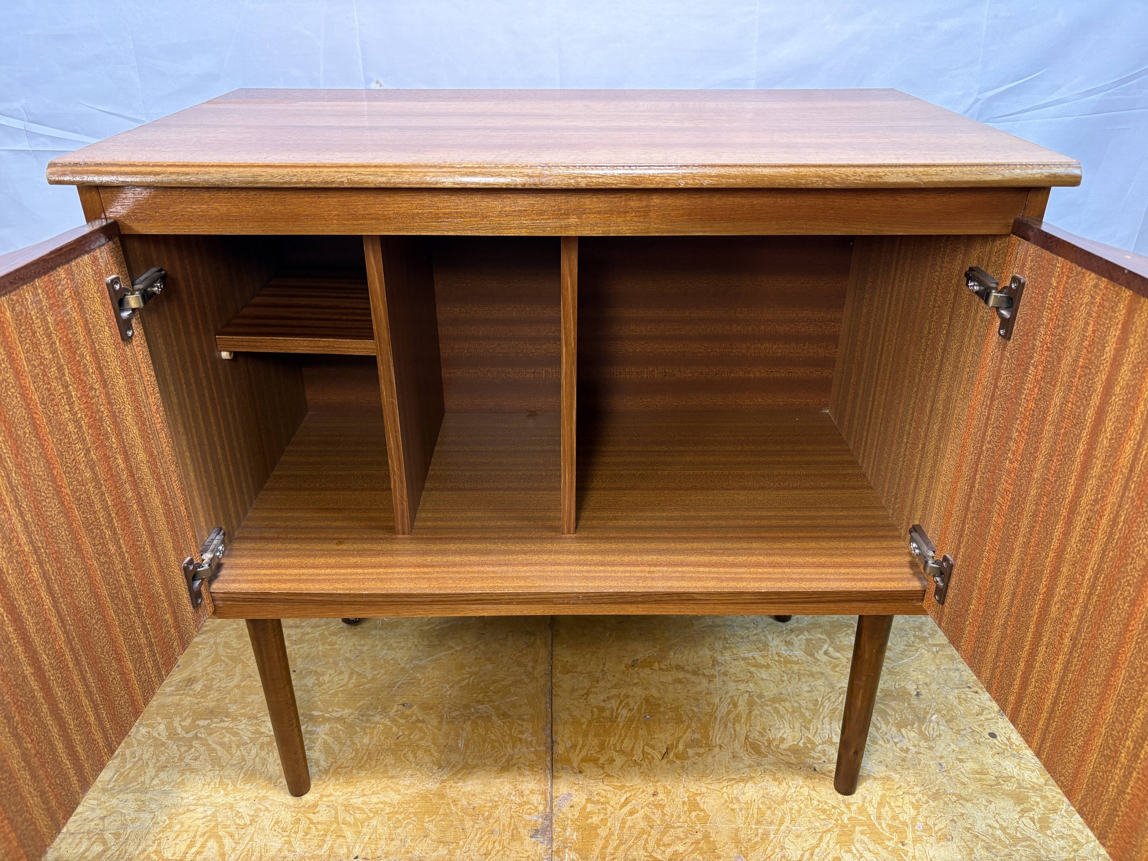 Mid-Century Retro Vintage Teak Record Cabinet 1960  Organically Formed Hand