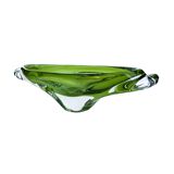 Green glass bowl, designed by J. Broz, Skrdlovice, Czechoslovakia, 1960s.