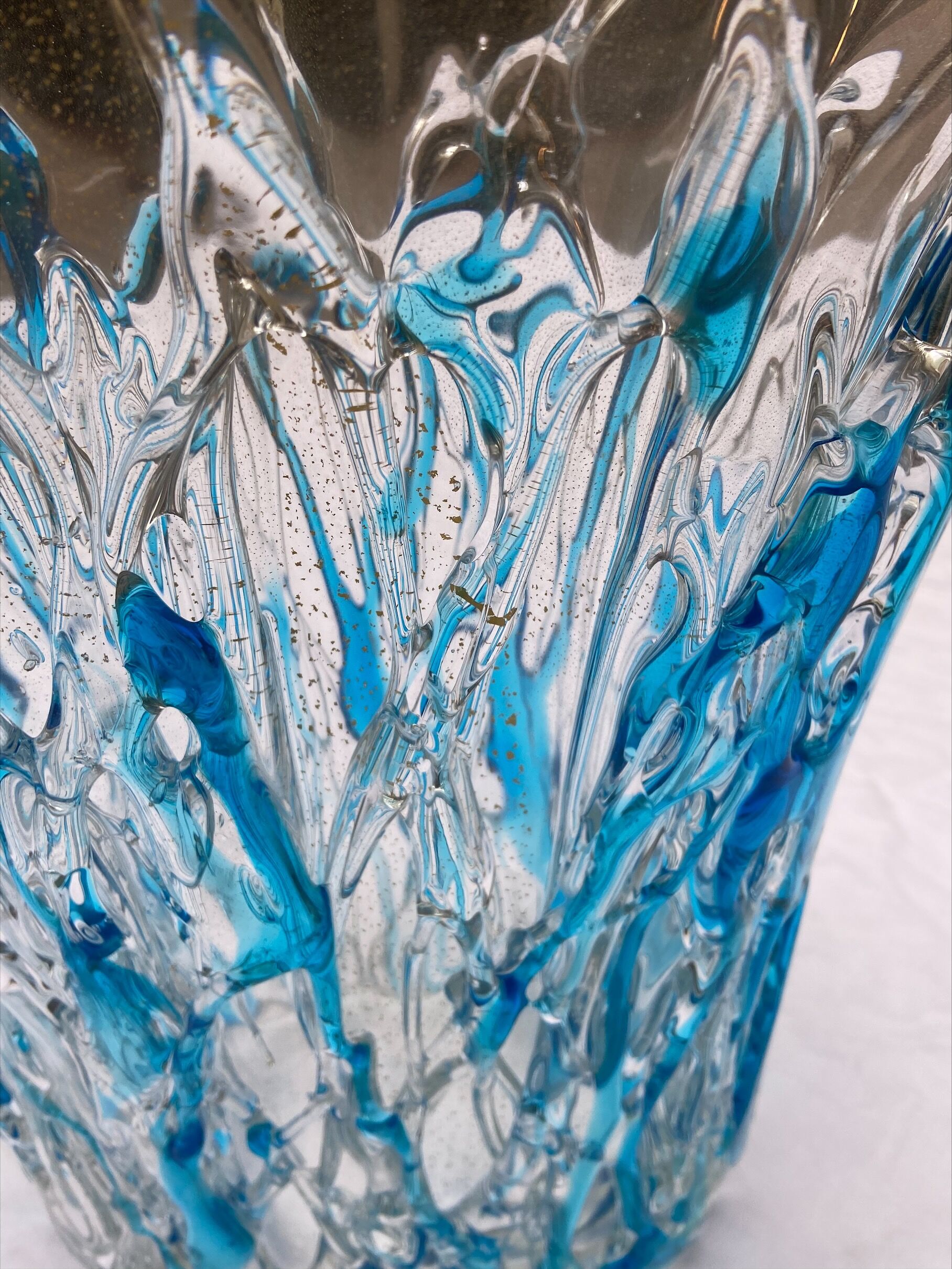Blue and transparent vase - Costantini - 80s - Murano