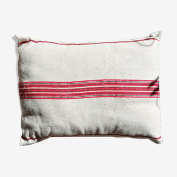 Cushion in hemp ecru, red, black 45x60