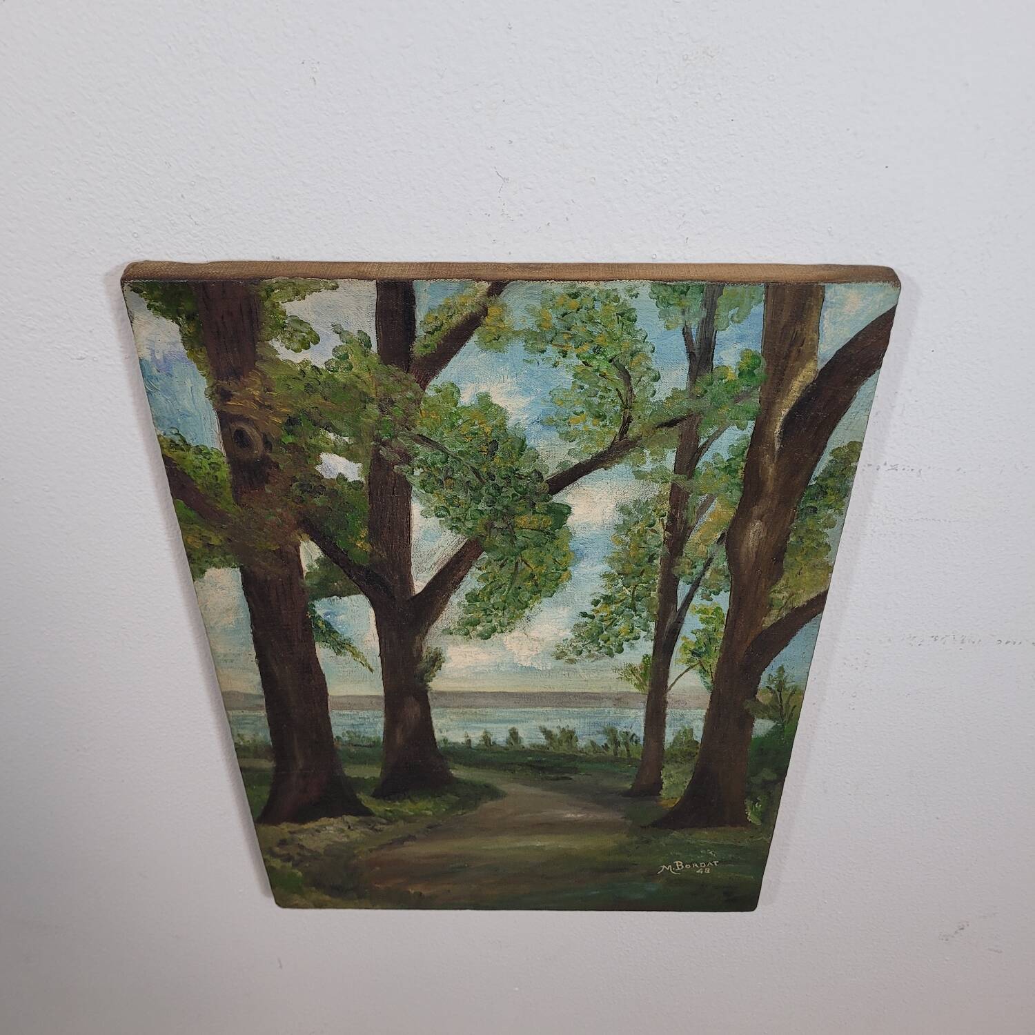 Painting old landscape painting 1948 signed M.Bordat