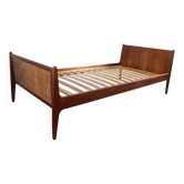 Vintage Scandinavian wicker and teak bed, Denmark 1960.