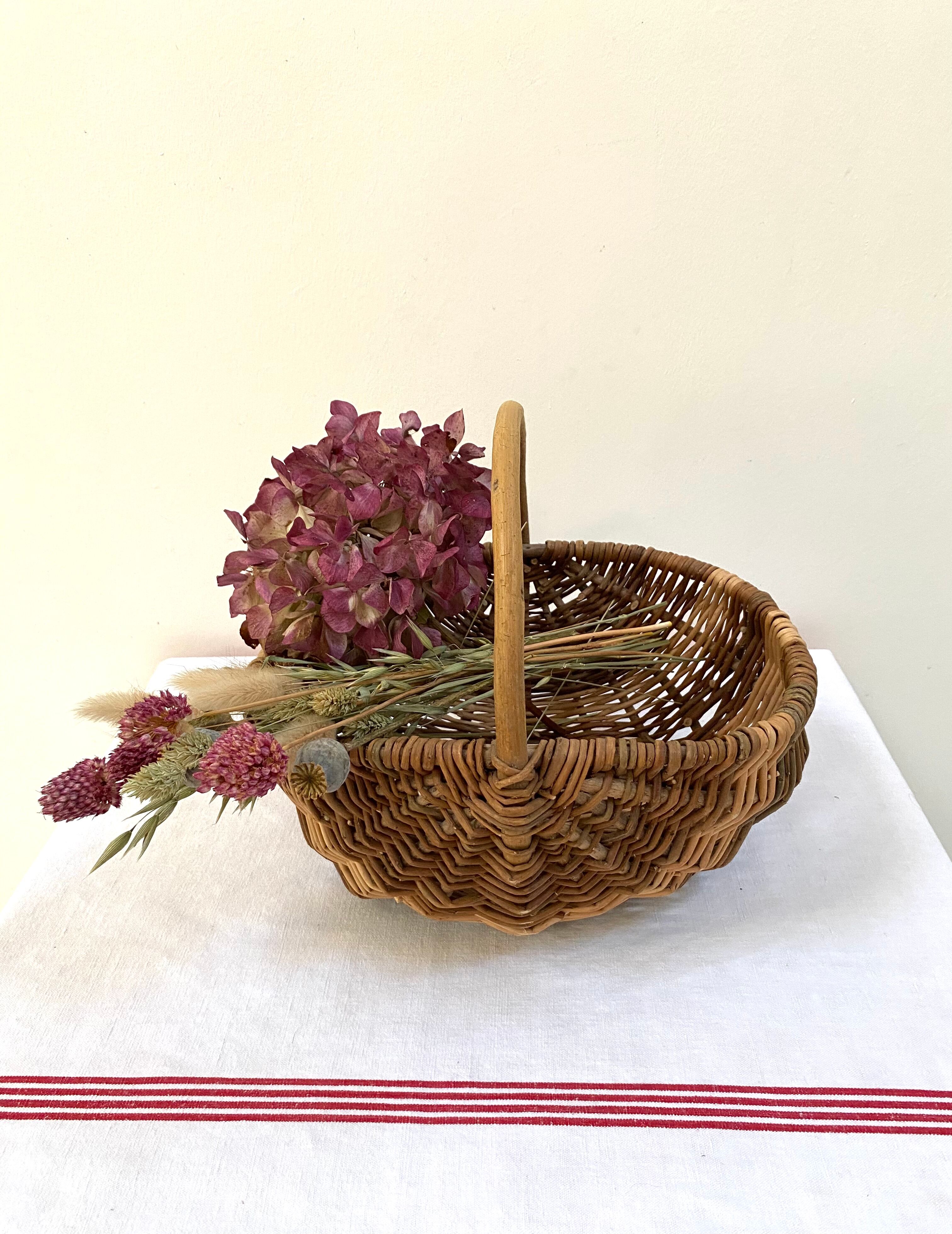 Old handmade basket in woven wicker