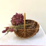 Old handmade basket in woven wicker