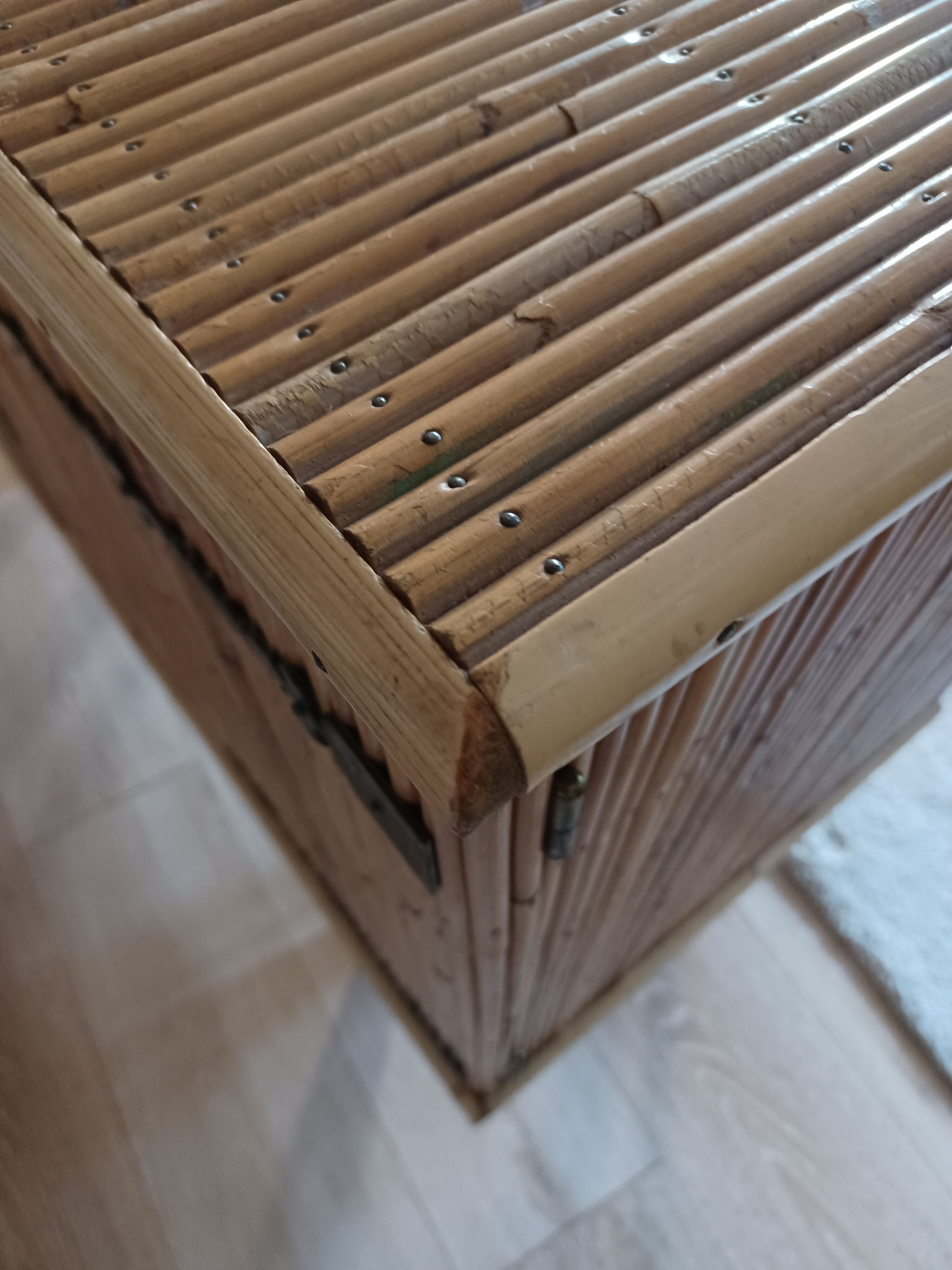 Buffet in rattan and vintage split bamboo