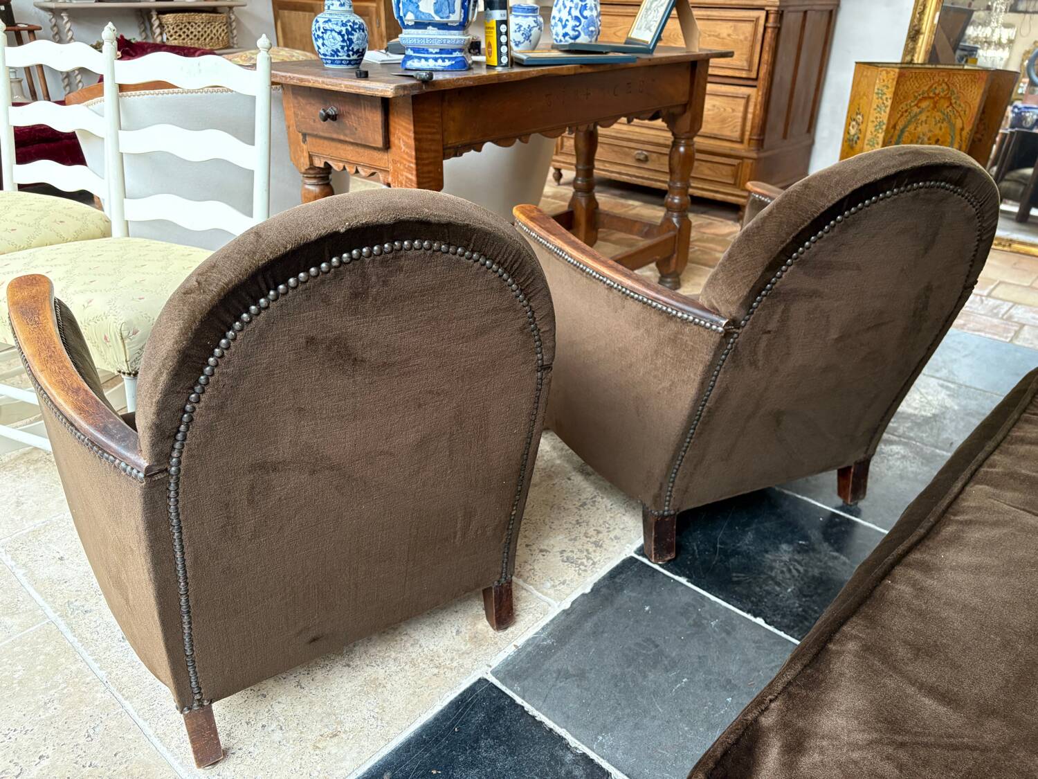 Brown velvet living room