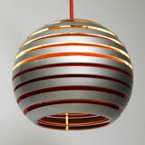 1960s spherical Space Age ceiling lamp with slats made of heavy metal