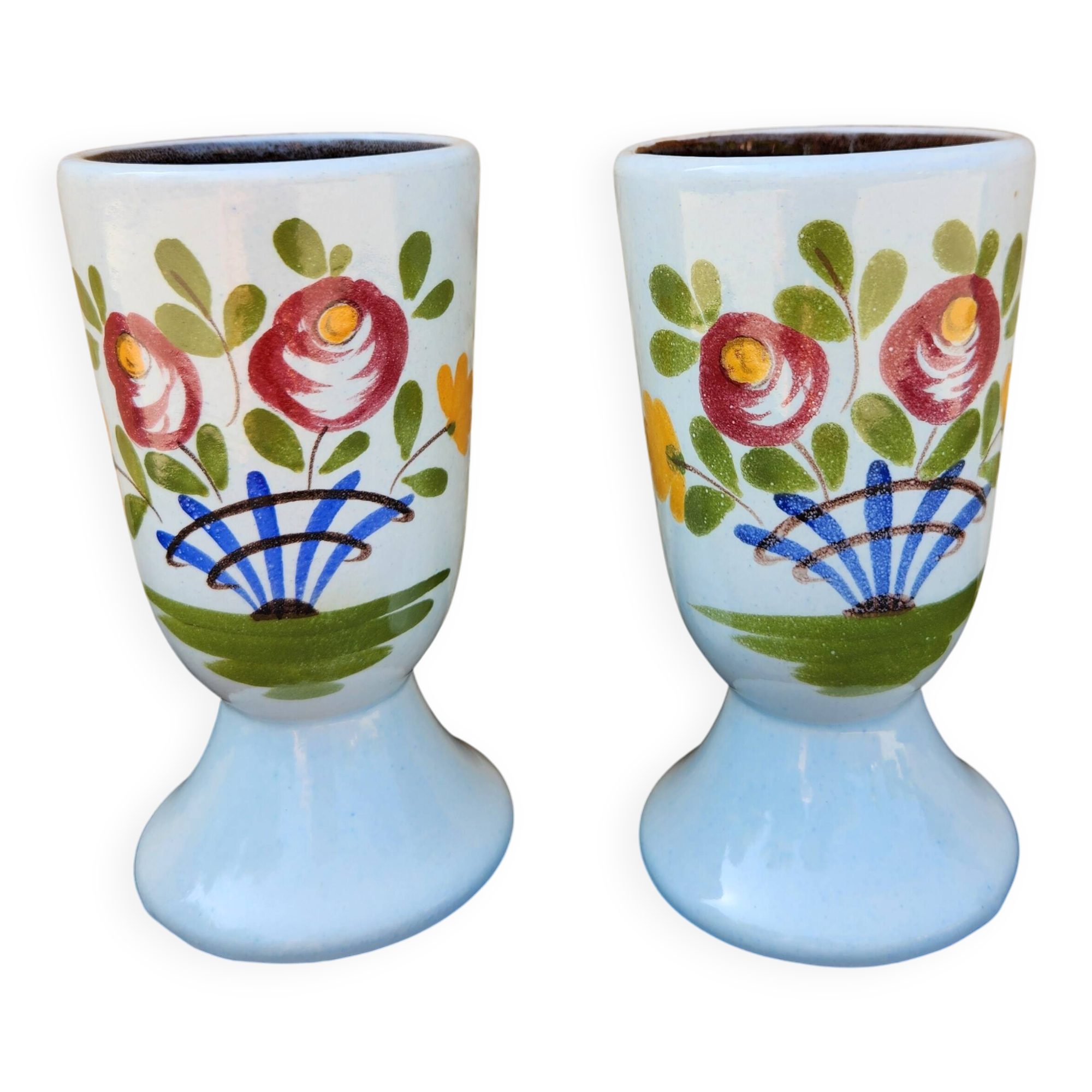 Vintage Mazagran Duo - Floral Elegance and Retro Charm