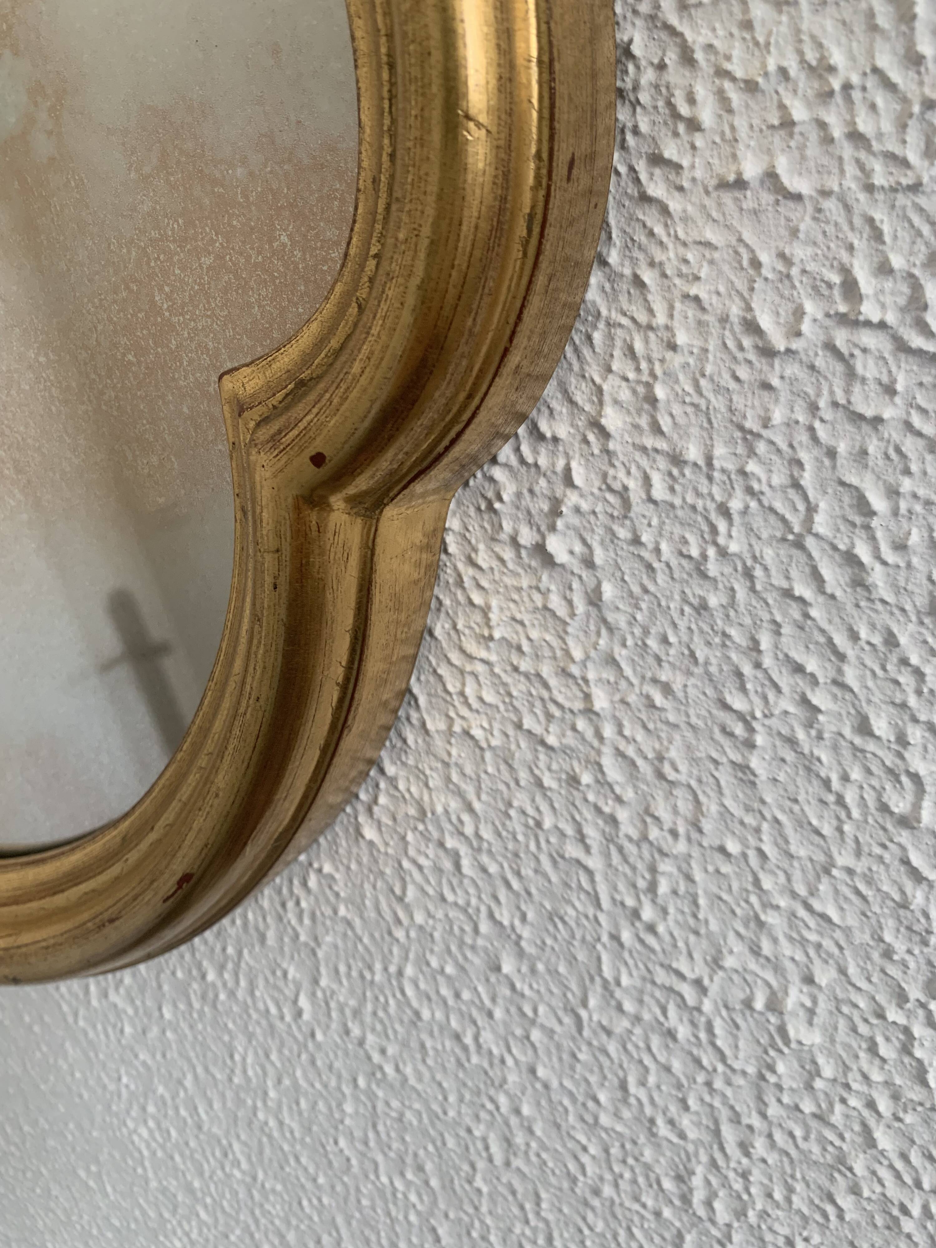 Vintage mirror 1960 Belgian rocaille style gilded wood - 76 x 55cm