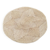 Round natural Scandinavian jute rug with star pattern 83cm