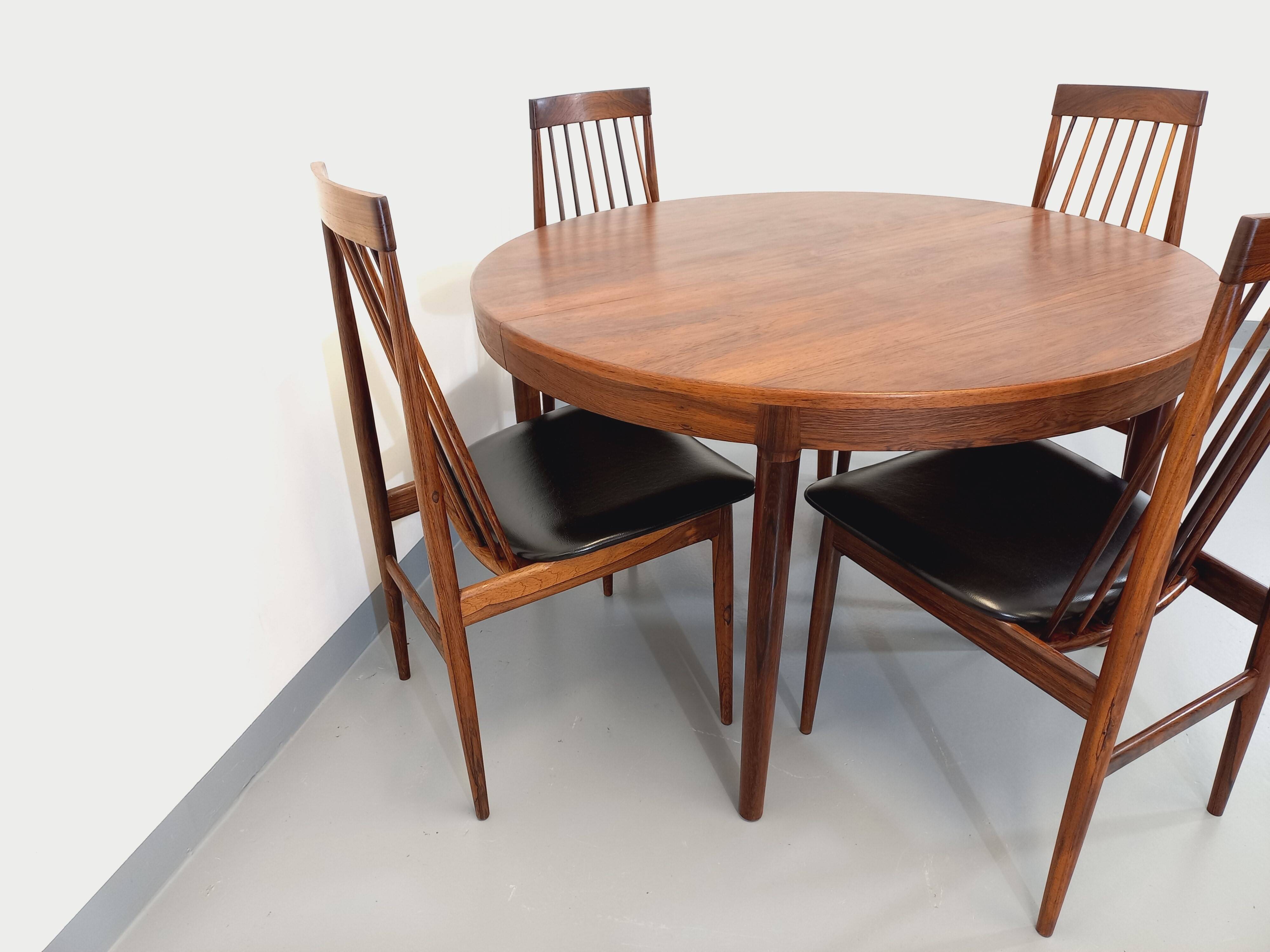 Set of 4 vintage Scandinavian style rosewood chairs from the 60s, by Ernst Martin Dettinger