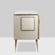Geometric sideboard in glass and gilded brass. Contemporary Italian work.