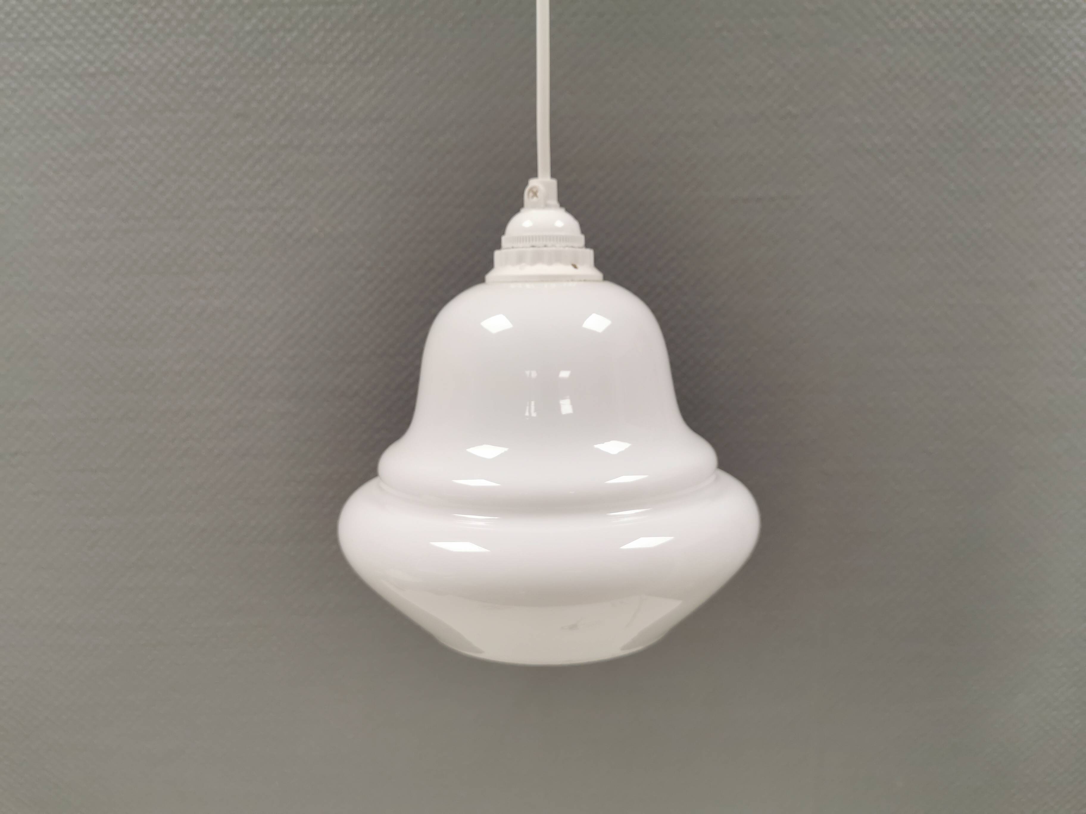 Small hanging lamp in opal glass, Danish and from the 1980s.