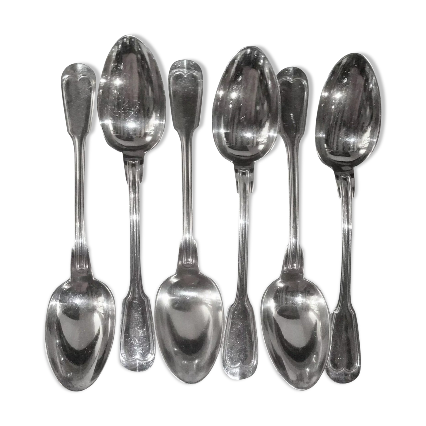 6 large spoons silver metal hallmark 84g model uni filet - goldsmith boulenger