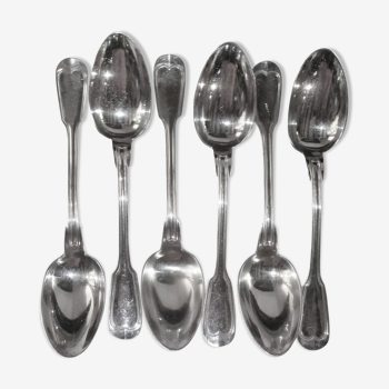 6 large spoons silver metal hallmark 84g model uni filet - goldsmith boulenger