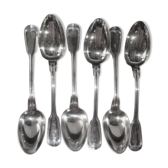 6 large spoons silver metal hallmark 84g model uni filet - goldsmith boulenger