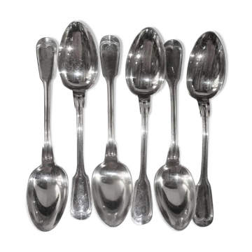 6 large spoons silver metal hallmark 84g model uni filet - goldsmith boulenger