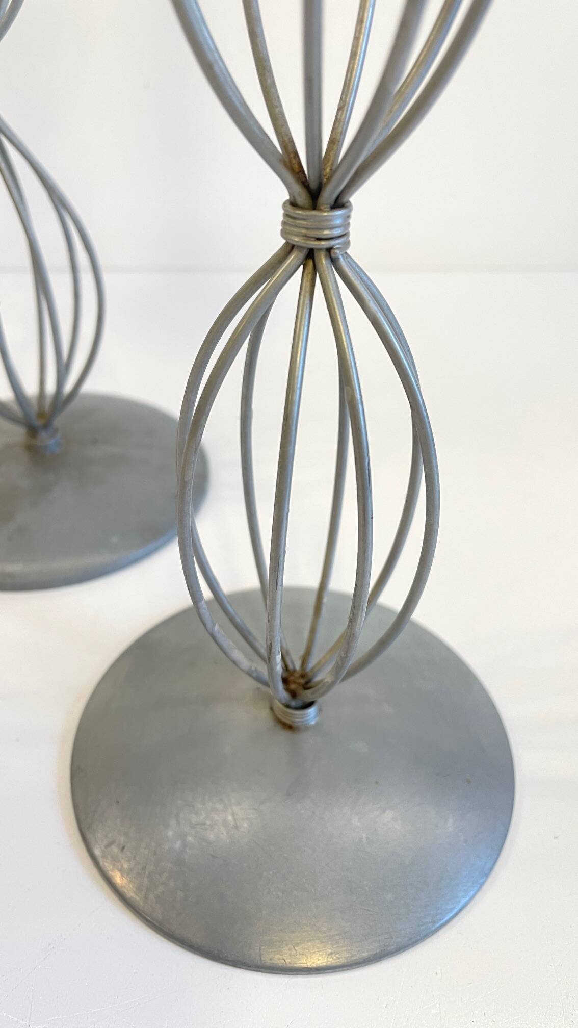 Geometric METAL CANDLE HOLDERS Patinated Gray