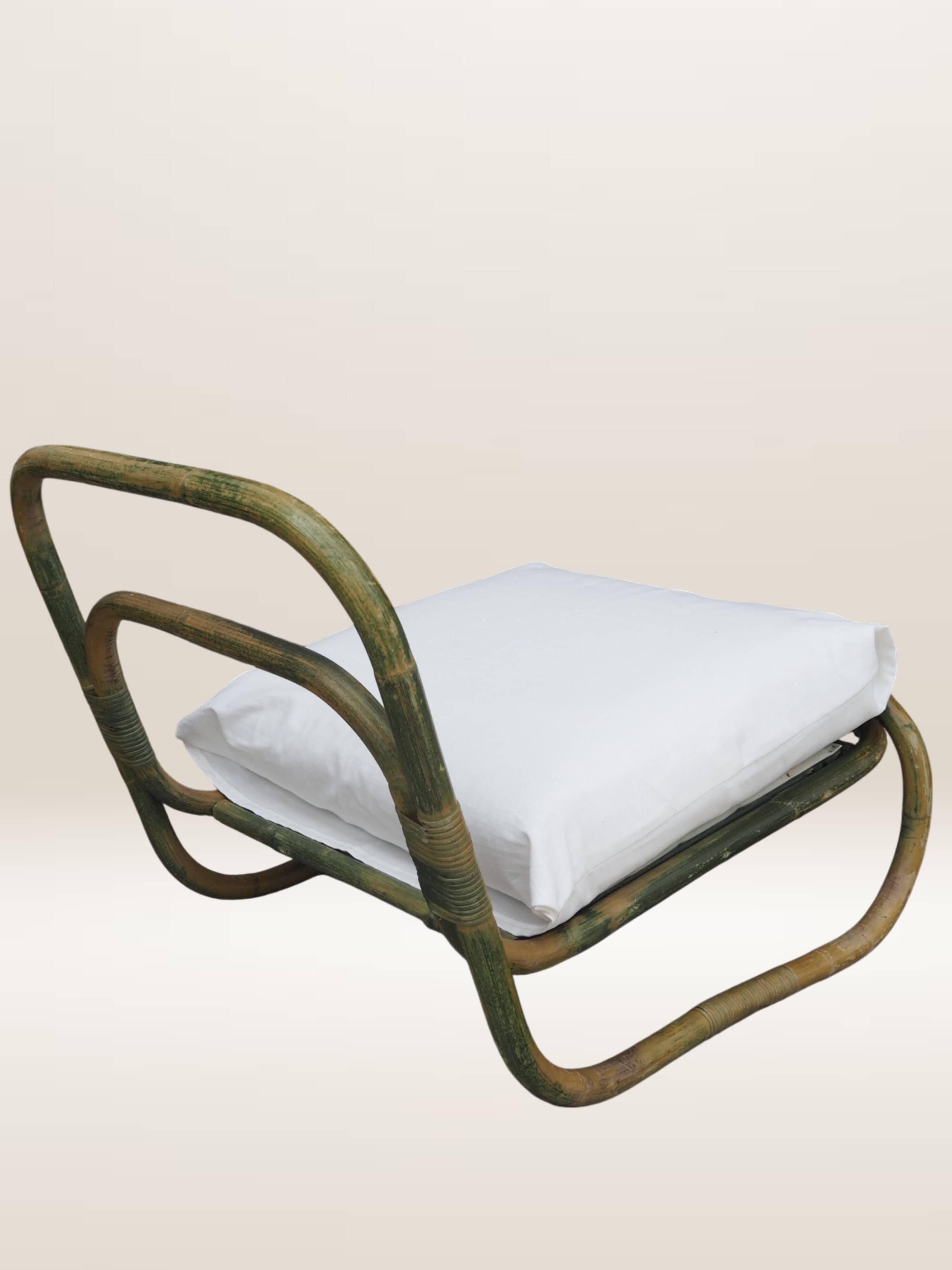 Pair of curved bamboo armchairs