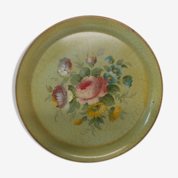 painted tole serving tray with floral decoration