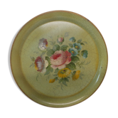 painted tole serving tray with floral decoration