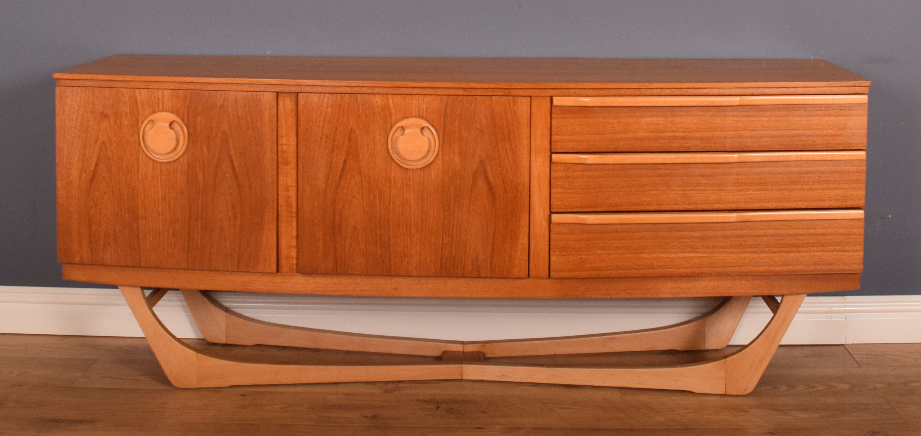Restored Teak 1960s Retro Beautility Retro X Leg Sideboard