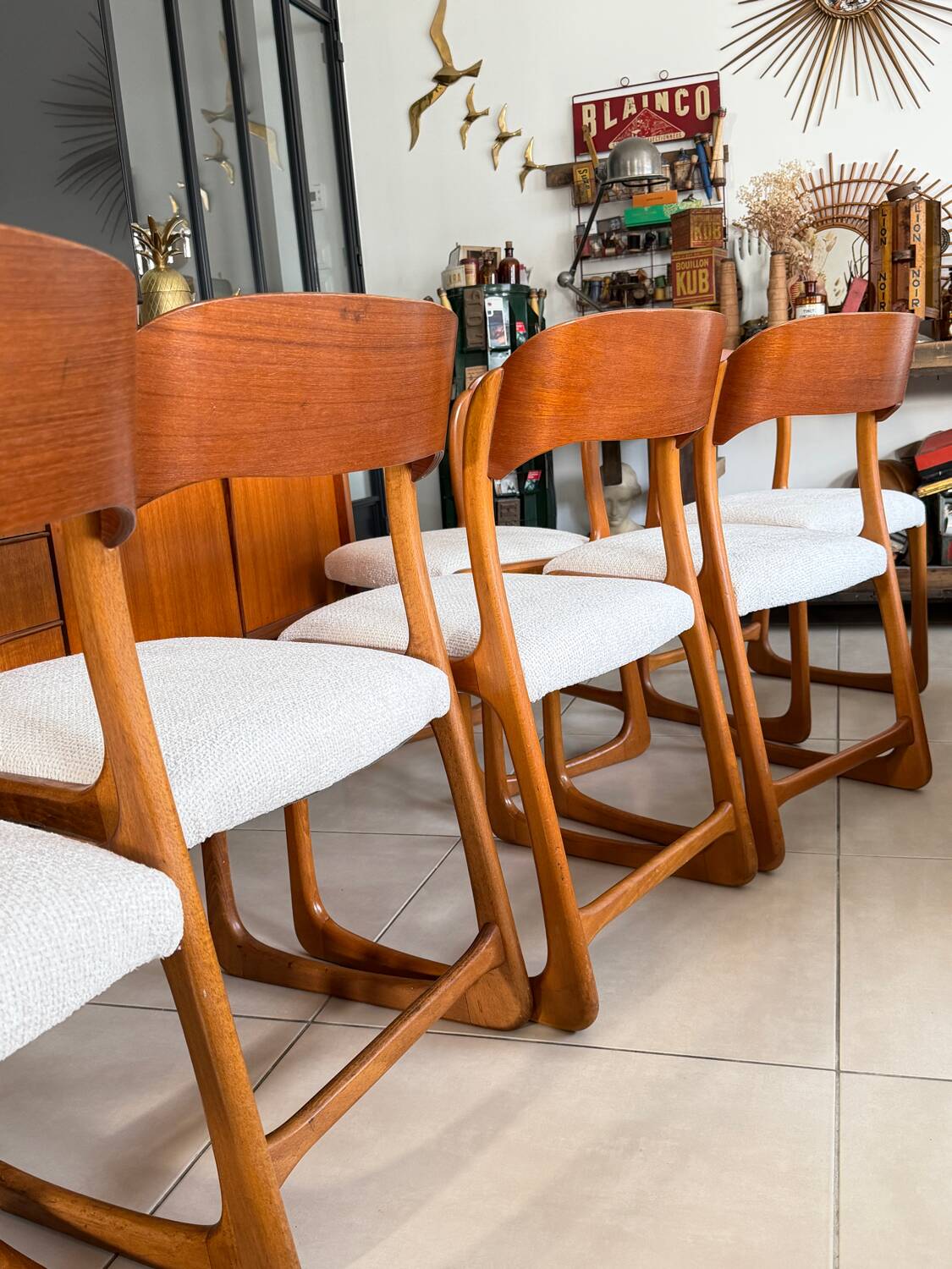 Set of 6 vintage Baumann sled chairs