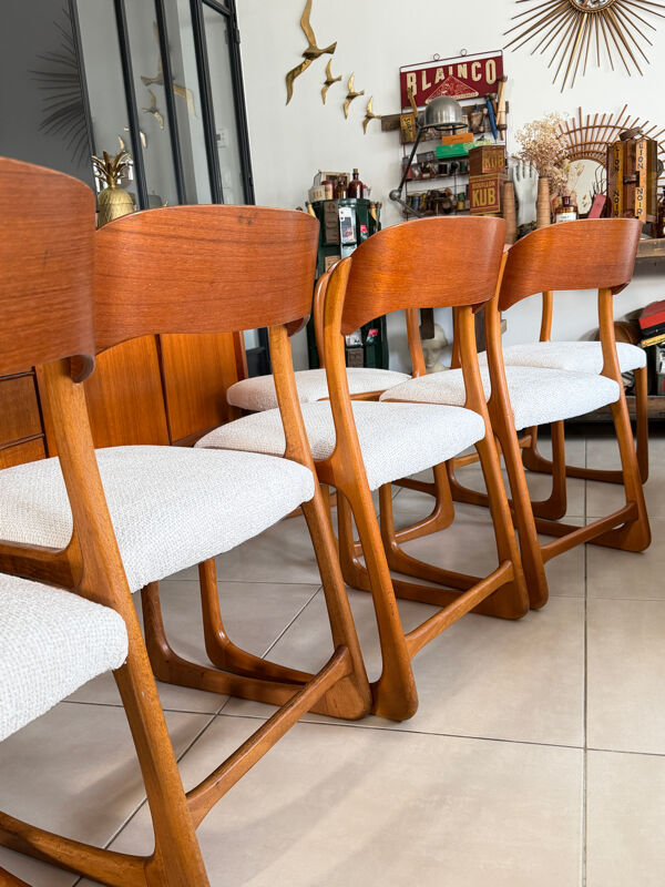 6 chaises Baumann traîneau vintage