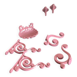Ensemble de salle de bain en fonte émaillée rose