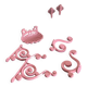 Pink enameled cast iron bathroom set