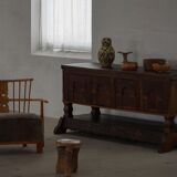 Danish baroque oak buffet from the early 18th century, carved details, 1700-1750.