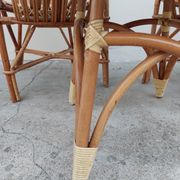 Set bench table and two armchairs in rattan 1950 vintage