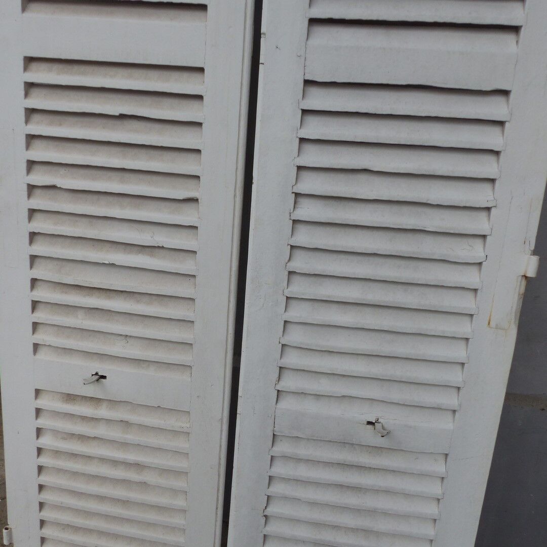 Old wooden shutters louvers 2 leafs