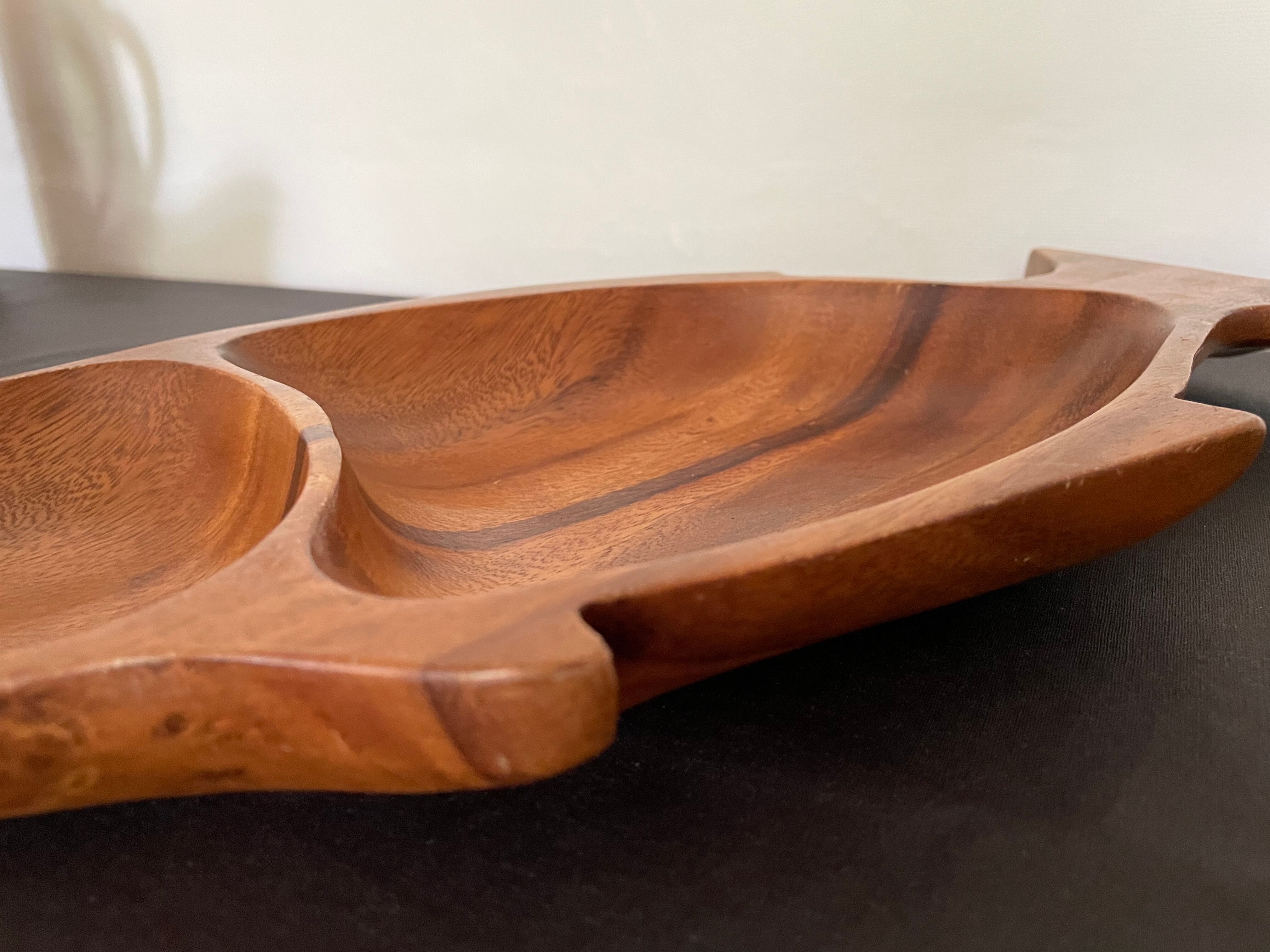 Wooden fish shaped dish
