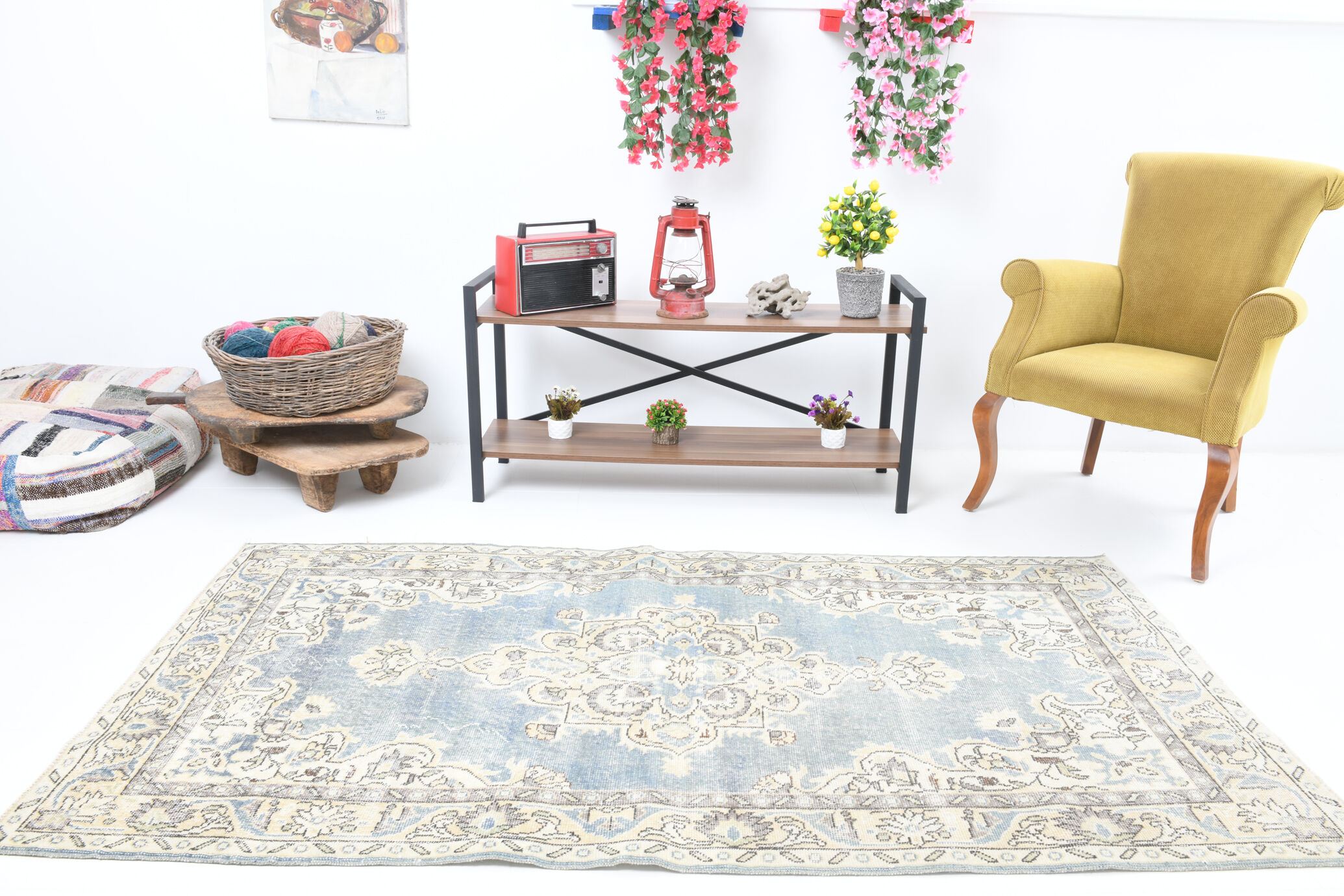 Classic soft blue carpets 216x117cm