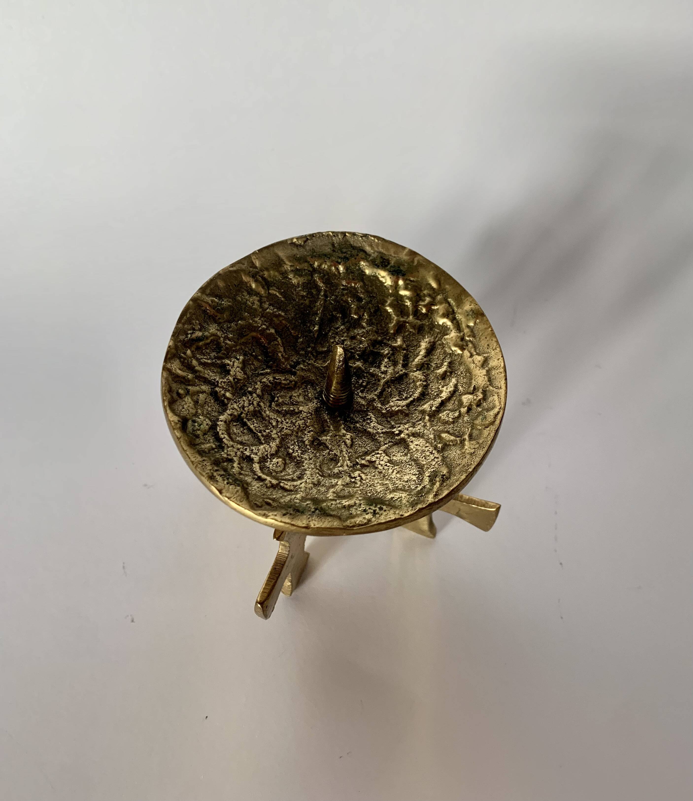 Brutalist bronze candleholder, 1970s