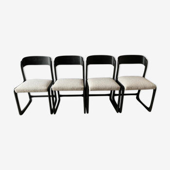 Série de 4 chaises traineaux Baumann