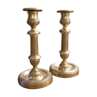 Pair of Bronze Candle holders, Empire period early nineteenth century