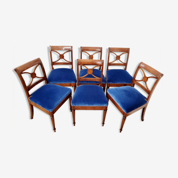 Six chairs in azure blue wood