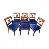 Six chaises en bois bleu azur