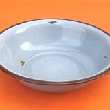 Bassine tôle émaillée gris avec liseré marron années 1940