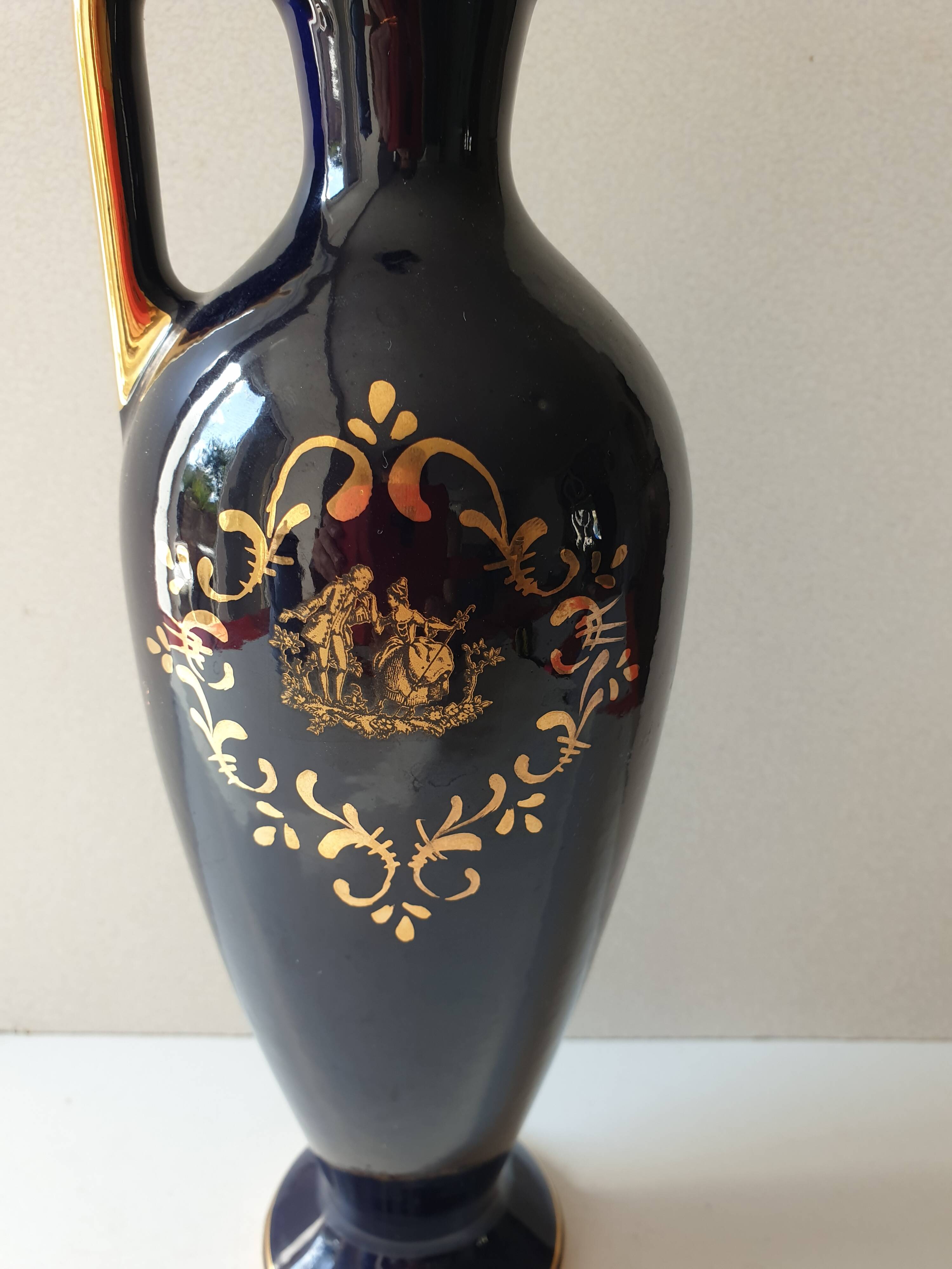 Navy Blue Porcelain Soliflore Vase - Coronetti Cunardo Italy