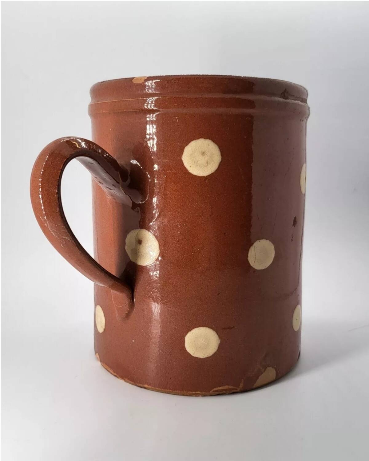 Old pitcher with polka dots savoyard pottery in glazed terracotta alsace