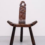 Brutalist tripod Spanish stool 1950s