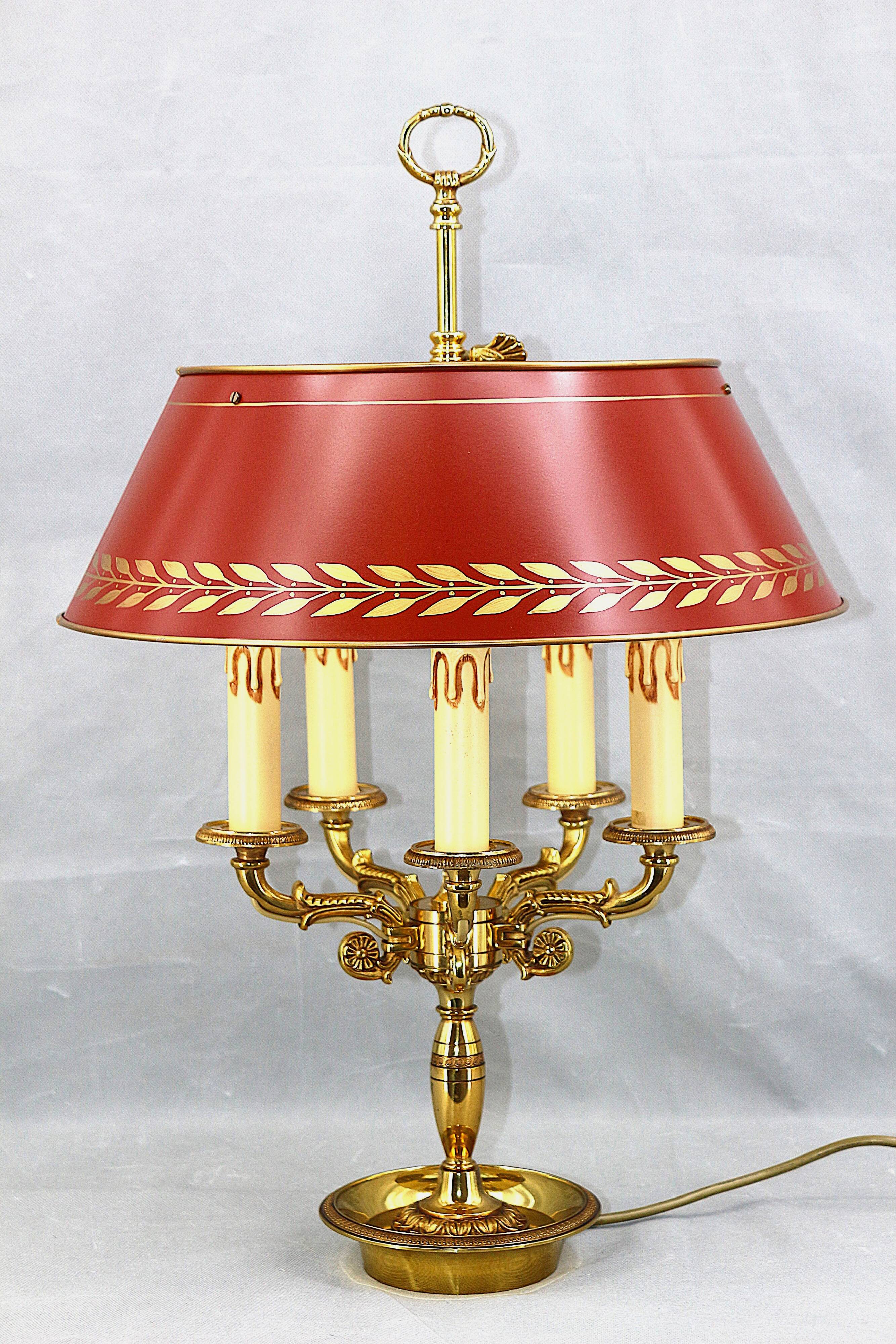 Bronze Bouillotte Lamp in Solid Empire Style Five Lights * Lucien Ga