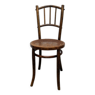 Chaise bistrot bois courbé assise cannée