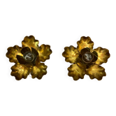 Pair of vintage flower wall lights
