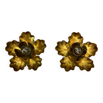 Pair of vintage flower wall lights