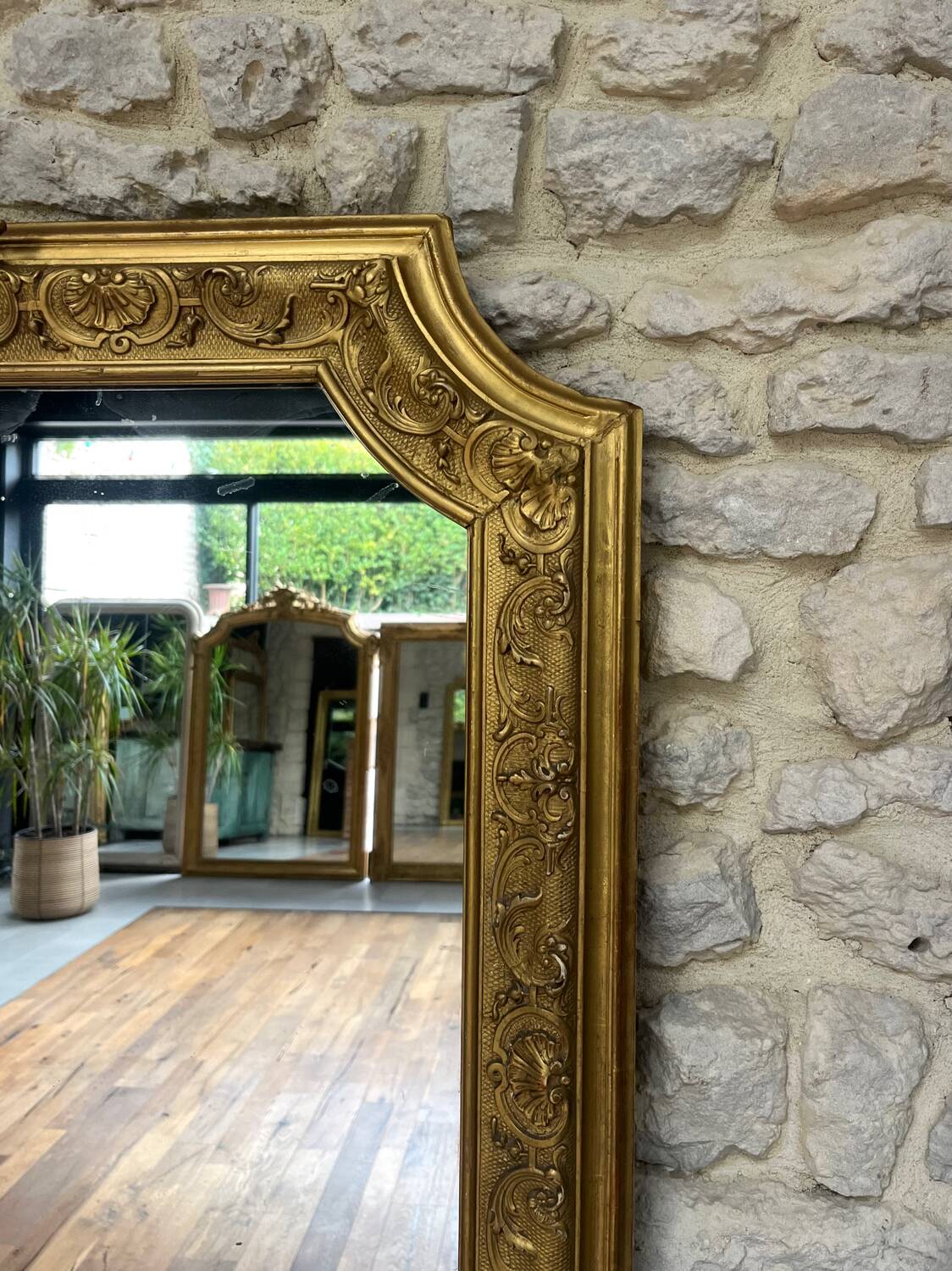 Gold Leaf Gilded Mantelpiece Mirror 152.5cm/125.5cm