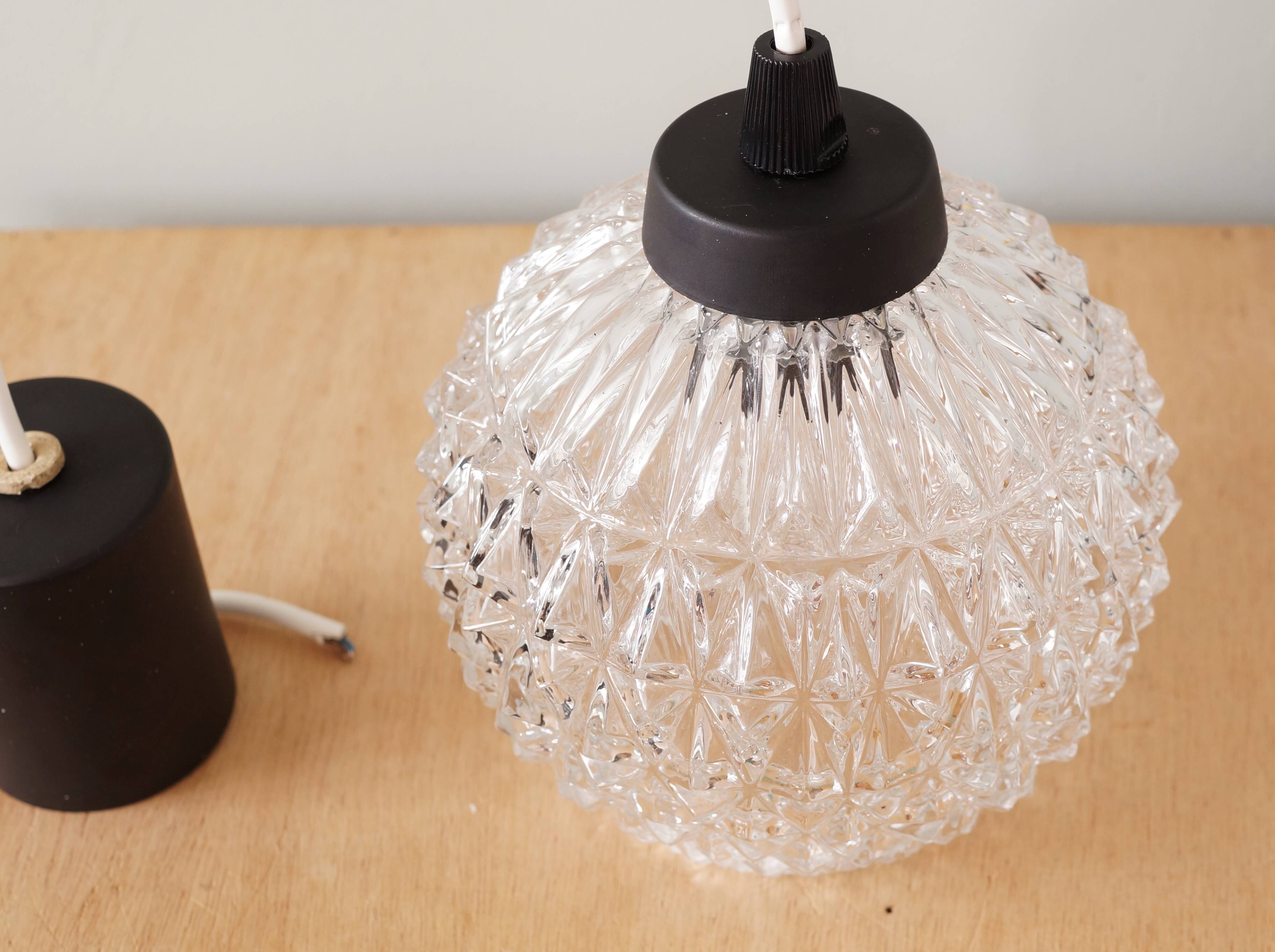 1950s molded glass pendant lamp